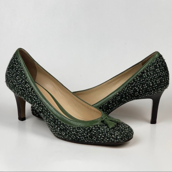 Ann Taylor Loft Tweed Leather Trim Tassel Pumps - Picture 2 of 8